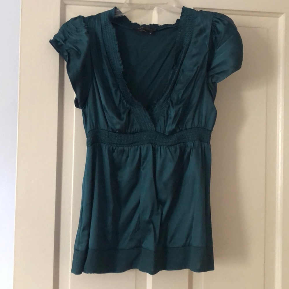 BCBG Maxazria Emerald Green Silk Top